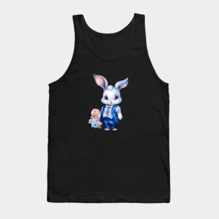 Easter bunny boy with jeans and flowers Tank Top
